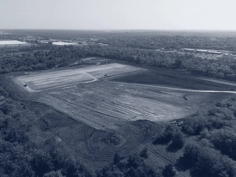 Bimbo Bakeries Distribution Center — Kansas City — Building pad from the air, June 2024
