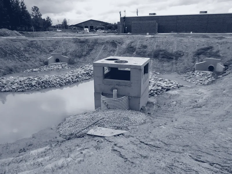 Indian Motorcycle Dealership — Detention pond outlet structure, August 2016