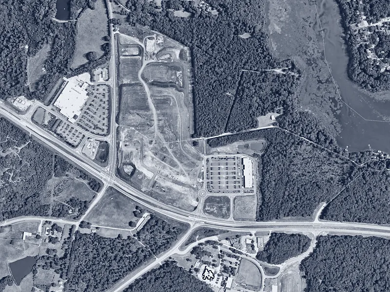 Jim ’N Nick’s — Fischer Crossing — Fischer Crossings from the air