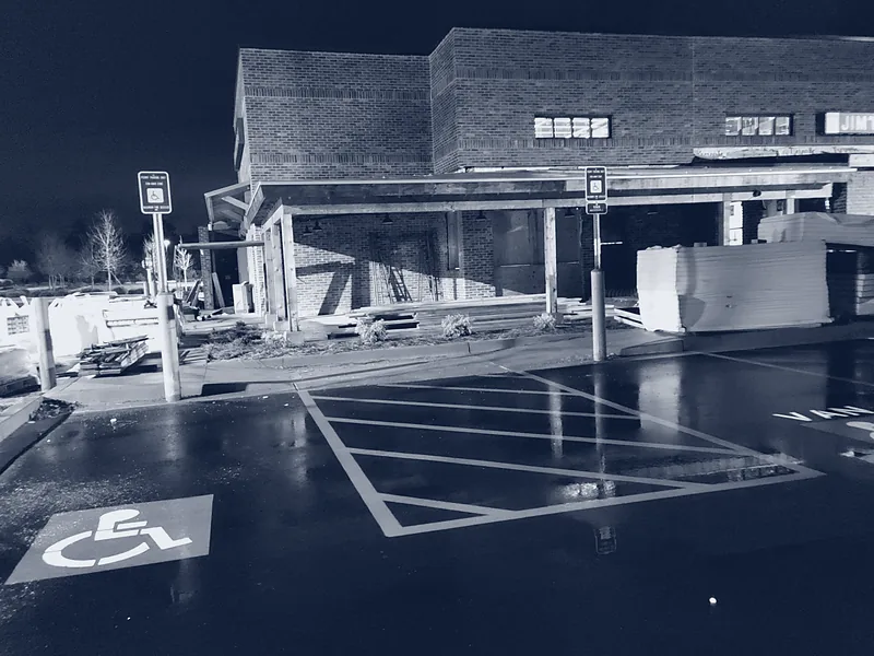 Jim ’N Nick’s — Fischer Crossing — Accessible parking at completion, 2021